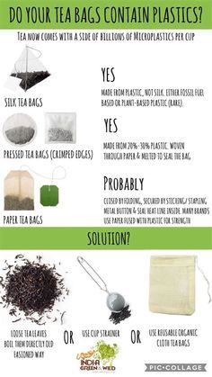 the different types of teas that are in this info sheet, and how to use them