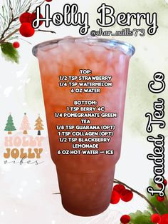 an advertisement for a holiday drink with information about the ingredients and how to use it