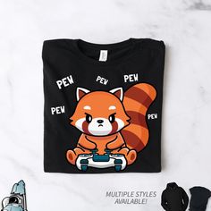 Red Panda Shirt, Gaming Shirt, Red Panda Gamer Shirt, Video Game Shirts, Gamer Gift, Gaming Gift, Red Panda Art, Funny Gift For Gamers Red Panda Art, Panda Gif, Panda Gifts, Panda Art, Art Funny