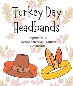 turkey day headbands pilgrim hat & native american feathers headbands for kids