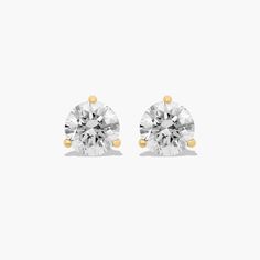 14K Yellow Gold Three Prong Martini Round Diamond Stud Earrings (1.50 CTW - H-I / SI1-SI2). These three-prong martini setting is constructed to fit the exact size of the diamonds used. The diamonds sit perfectly flush into the setting; exactly as the Martini design was intended. Fine Jewelry White Diamond Earrings For Everyday Luxury, White Diamond Earrings For Everyday Luxury, White Diamond Cut Earrings Fine Jewelry, White Gia Certified Diamond Earrings For Formal Occasions, Timeless White Brilliant Cut Earrings, Dazzling White Lab Grown Diamond Earrings, Timeless White Lab Grown Diamond Earrings, Timeless White Lab-grown Diamond Earrings, White Single Diamond Lab Grown Earrings