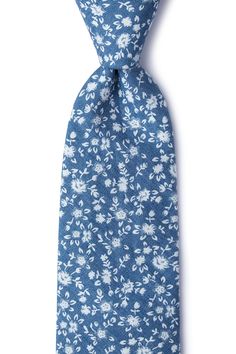 Greifswald Tie by Ties.com -  Blue Cotton Lake House Wedding, Flower Tie, Cotton Labels, Tiki Party, Mens Neck Ties, Blue Tie, Tie Accessories, Blue Ties, Black Suits