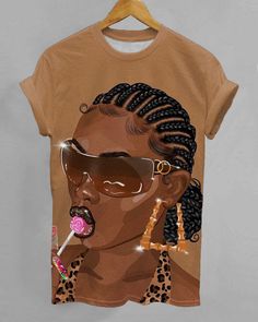 Sexy Brown Girl with Lollip Short Sleeve Tshirt African American Women Fashion, Stunning Style, Girl Illustration, Brown Tshirt, Grandma Shirts, Brown Girl, Girls Illustration, Electronic Devices, Cute Tshirts