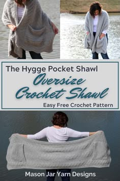 the hygge pocket shawl crochet shawl easy free pattern