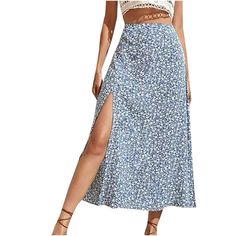 #skirt #boho #fashion #style #floral #dress #ad A Line Long Skirt, Midi Skirt Summer, Light Blue Skirts, Midi Skirts Summer, Long Midi Skirt, Womens Denim Skirts, Grandma Fashion, Coachella Dress, Long Denim Skirt