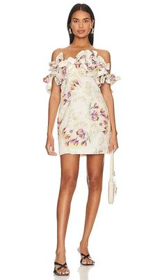 Buy ELLIATT Kyrstle Mini Dress In Ivory - Multi At 5% Off | Editorialist Chic Off-white Dress For Garden Party, Feminine Off-white Mini Dress For Garden Party, Feminine Off White Mini Dress For Garden Party, Chic Off-white Mini Dress For Spring, Chic Cream Mini Dress For Garden Party, Off White Chic Mini Dress For Spring, Chic Off White Mini Dress For Spring, Elegant Cream Floral Print Mini Dress, Chic Cream Mini Dress For Spring