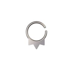 a metal ring with an arrow on the front and back end, against a white background