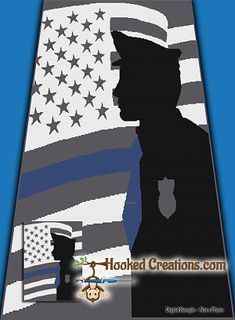 the silhouette of a man is shown in front of an american flag and a blue background