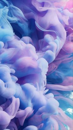 blue, pink and purple ink are mixed together