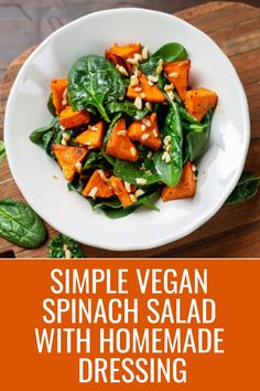 Vegan Spinach Salad Recipe Vegan Spinach Salad, Refreshing Summer Recipes, Quinoa Sweet Potato, Vegan Spinach, Spinach Salad Recipes, Vegan Guide, Vegan Salad Recipes, Vegan Salad, Salad Side Dishes