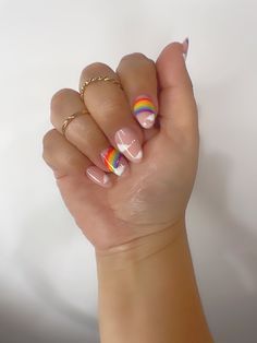 Rainbow Nails Subtle, Lgbt Nail Art, Lgbt Nails, Rainbow Nails Designs, Rainbow Pride Nails, Pride Month Nails