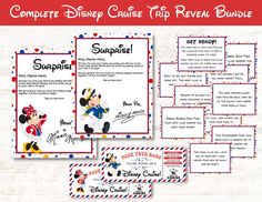 the complete disney cruise rip reveal bundle is shown in red, white and blue with mickey mouse