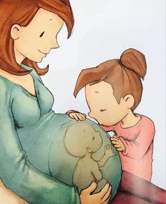 a pregnant woman is holding her child's belly