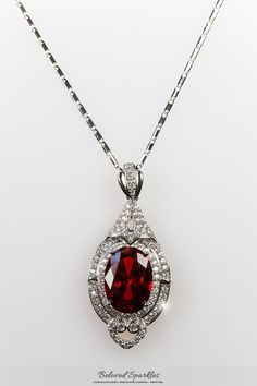 Vintage Art Deco Ruby Red Cubic Zirconia Pendant-royal Large - Etsy Red Pendant Necklace, Red Pendant, Red Pendants, Ruby Pendant, Cubic Zirconia Jewelry, Red Jewelry, Popular Jewelry, Cz Pendant, Ruby Jewelry