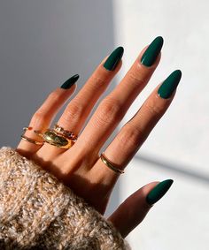 January Nail Colors, January Nails, Winter Nails Acrylic, Green Nail Polish