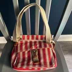 Nwt Gal Bag - Red And White Stripe With Tan Accents - Lots Of Pockets And Adjustable Strap Approximate Size - 10" W X 9" H - Shoulder Strap Adjustable Drop 12" To 20.5"" Multiple Compartments Including Front And Back Could Be Used As A Cross-Body Bag Casual Red Rectangular Satchel, Everyday Red Canvas Satchel, Red Canvas Satchel Shoulder Bag, Red Canvas Shoulder Satchel, Casual Red Satchel, Red Casual Cotton Shoulder Bag, Casual Red Cotton Shoulder Bag, Red Canvas Satchel With Adjustable Strap, Red Cotton Shoulder Bag With Adjustable Strap