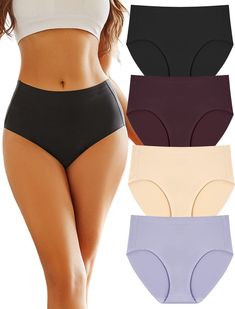 PRICES MAY VARY. Seamless Underwear for Women:Women's seamless panties are lighter, softer, like a second skin, without feeling uncomfortable, and can easily match different materials of tight clothing, without showing traces and avoiding embarrassment. High-waisted bikini briefs: Crafted from soft and breathable materials, our briefs offer a comfortable fit that you can wear all day long. While they may not have a significant tummy control effect, the high-waisted design helps to smooth and sha Seamless Panties, Feeling Uncomfortable, Wrap Bathing Suit, Purple Shampoo And Conditioner, 1 Piece Swimsuit, Solid Leggings, Tights Outfit, Lingerie Fashion, Second Skin