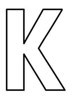 the letter k is shown in black and white, with an arrow at the bottom