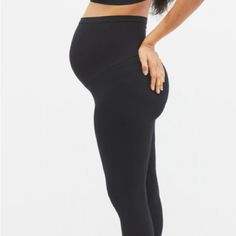 Basic Layering Secret Fit Belly Maternity Crop Leggings 28 Inch Inseam Body: 93% Cotton / 7% Spandex Secret Fit Belly: 84% Nylon, 16% Spandex Jersey Knit Machine Wash Or Dry Clean High Stretch Maternity Yoga Bottoms, Bump Friendly Black Leggings For Pilates, Black Bump Friendly Leggings For Pilates, Fitted Bump Friendly Bottoms For Pilates, Black Maternity Leggings For Athleisure, Black Athleisure Leggings For Maternity, Black Athleisure Leggings For Pregnancy, Black Bottoms With Wide Waistband For Pilates, Maternity Wear Bump Friendly Black Bottoms