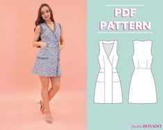 Vest? Dress? Both! Featuring 2 pockets and A-line. SIZES: EU 34-44 (US 2-12) SEWING LEVEL: some patience will be needed. PDF PATTERN INCLUDES: ✅Print at home pattern formatted to print on US Letter as well as A4 format paper ✅A0 format size file for copy shop printing ✅All PDF patterns are layered, so you can select and print only the size you need! ✅Visible seam allowance Sewing Patterns Skirt, Vest Outfits For Women