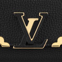 LOUIS VUITTON® - Capucines Wallet - Black Luxury Black Wallet With Logo, Luxury Black Wallet With Logo Plaque, Black Evening Wallet With Logo Plaque, Elegant Wallet, Louis Vuitton Capucines, Flower Ornaments, Everyday Essentials, Cowhide Leather, Louis Vuitton Bag