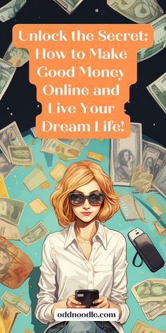 Happy cartoon woman surrounded by money depicting how to make good money online. Best Ways To Invest Your Money, Investing Money Become A Millionaire, Make Money Online From Home, Revenue Streams, Live Your Dream, Finance Blog, Dream It, The Lifestyle