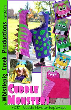 a collage of monster costumes for kids to make with crochet and yarn