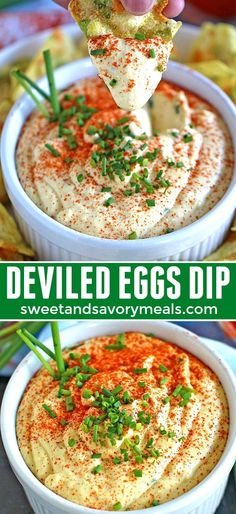 this is an image of deviled eggs dip