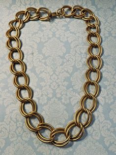 Metallic Chain Link Necklace Boho Chic Trendy 18" Matte Gold Plated Metal Chain Link Necklace, Link Necklace, Matte Gold, Boho Necklace, Estate Sale