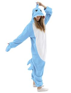 PRICES MAY VARY. Polar fleece Imported ★ MATERIAL: 100% Polar Fleece Pyjamas,Breathable,Comfortable thermal and Soft to touch. Make you become a real shark in those cold days. ★ COZY: Shark Costume for Adult and Teens features buttons,easy to put on and take it off.Side pockets,carry your keys and cell phone around with you.Loose fit design give you freedom.Attached paw-shaped gloves complete the shark costume look. ★ CLEANING :Take good care of your new shark pajamas to prevent fading! The comf Shark Onesie Halloween Costumes, Onesie Halloween Costumes, Carnaval Outfits, Shark Halloween Costume, Shark Onesie, Shark Pajamas, Shark Costume, Animal Cosplay