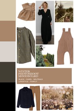 a collage of different items including clothing, pants and shoes with text that reads winter weather mood moodboard