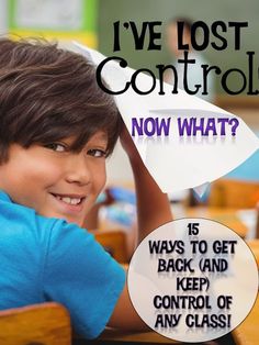 a young boy sitting at a desk in front of a sign that says i've lost control now what?