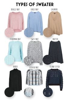 Types Of Sweaters, Mode Tips, Clothing Guide, Pullover Mode, Fashion Vocabulary