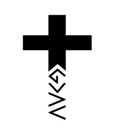 a black and white cross with the word ww on it