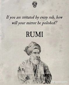 an old man with a turban on his head and the caption rumi