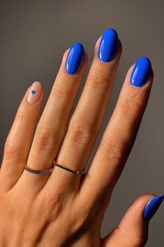 Cobalt Blue Dip Powder Nails Royal Blue Nails, Her Nails, Nail Swag, Oval Nails, Dip Powder Nails