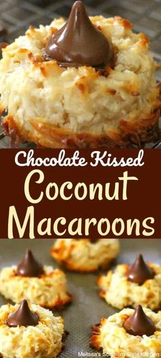 coconut macaroons with chocolate frosting on top