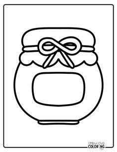 a jar with a bow on it coloring pages for kids to print out and color