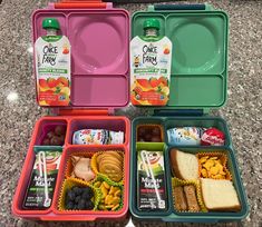 the lunchbox is full of healthy food and drinks for one person to take home