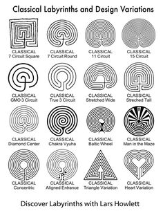 an image of various logos for different types of printing and design variations, with the title'classical labrins and design variations '