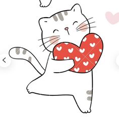 a cat holding a heart in its paws