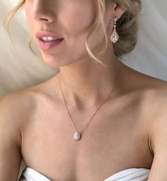 Bridal Earrings | Gold Drop Dangle Earrings, Wedding Jewelry – AMYO Bridal Wedding Day Jewelry, Wedding Earrings Drop, Back Necklace, Necklace Chain Lengths, Cz Jewelry, Teardrop Necklace, Earrings Wedding, Swarovski Earrings, Rose Gold Jewelry