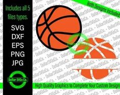 an image of a basketball ball with the words svg dxf epss png