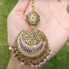 neelam emerald tikka Emerald Mangtika, Emerald Maang Tikka, Jadau Mangtika, Round Cutdana Tikka Temple Jewelry, Elegant Multicolor Kundan Tikka, 22k Gold Jewelry Necklaces, 22k Gold Jewelry, Pearl Necklace Set, Green Stones