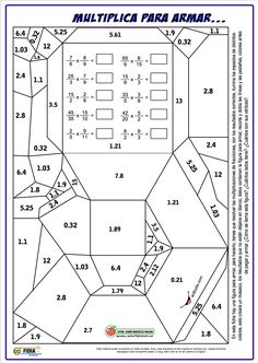 the worksheet for multiplica para arnar with numbers and fractions