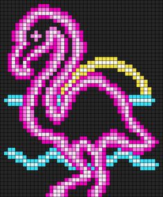 a cross stitch pattern with pink and yellow designs on black background, in the shape of a flower