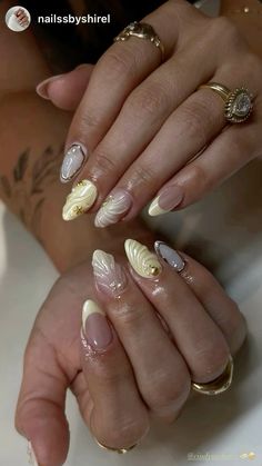 Butter Yellow Mermaid Nails Gel X Summer 2024 Nail Inspo Mermaid Crome Nails, 2024 Yellow Nails, Yellow 3d Nails, Swim Nails Designs, Childish Nail Designs, Yellow Homecoming Nails, Beach Resort Nails, Yellow Airbrush Nails, Mermaid Summer Nails