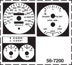 the speedometers and gauges are shown in black and white