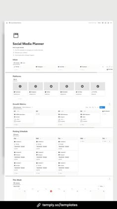 Everything you need to plan your social media content. Social Media Planning Template, Social Media Planner Template, Notion Planner Template