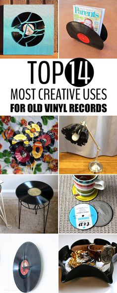 the top 40 most creative uses for old vinyl records and record player's turntables